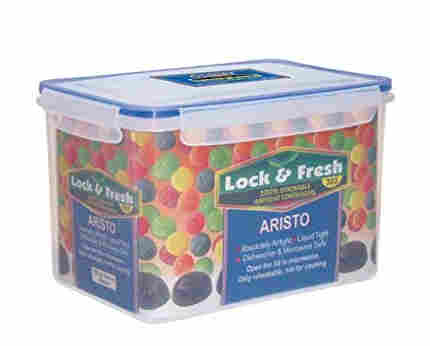 ARISTO Plastic Air Tight Kitchen Container With Dry Storage System, Transparent, 3350 ml (1 Piece)