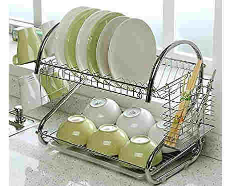 ORIGINAL MART Dish Drainer Rack Crockery Cutlery Plate Holder Glass Utensils Storage Organizer